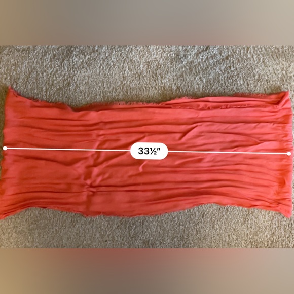 Women’s Coral Infinity Scarf with Fringe Edges - Picture 5 of 5